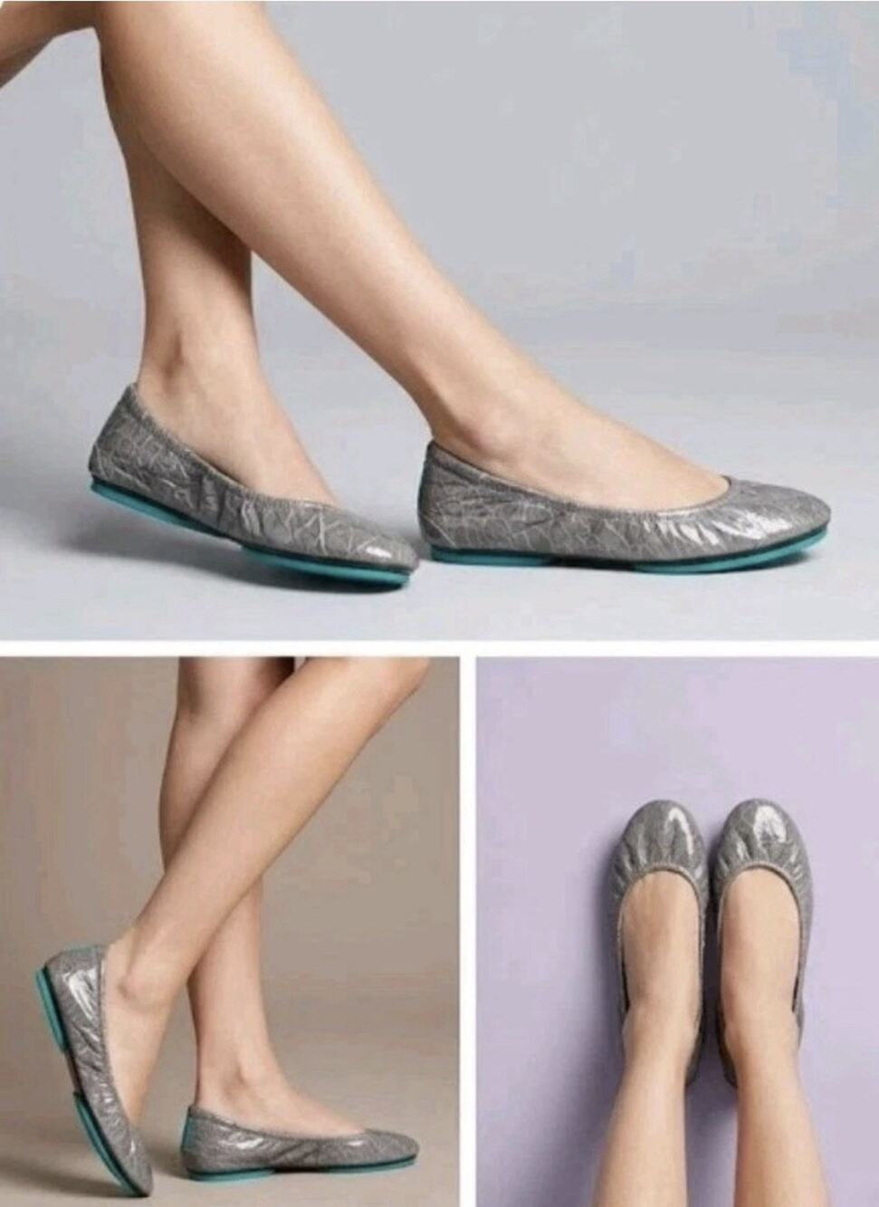 Tieks By Gavrieli Women's Slate Grey Croc Patent Leather Ballet Flats Size 11